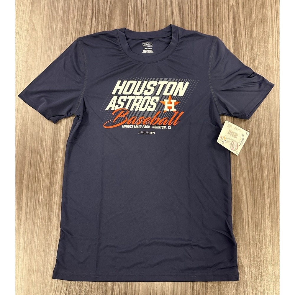 New Houston Astros Shirt Boys‎ Youth L (14-16) Performance T-Shirt Navy Blue